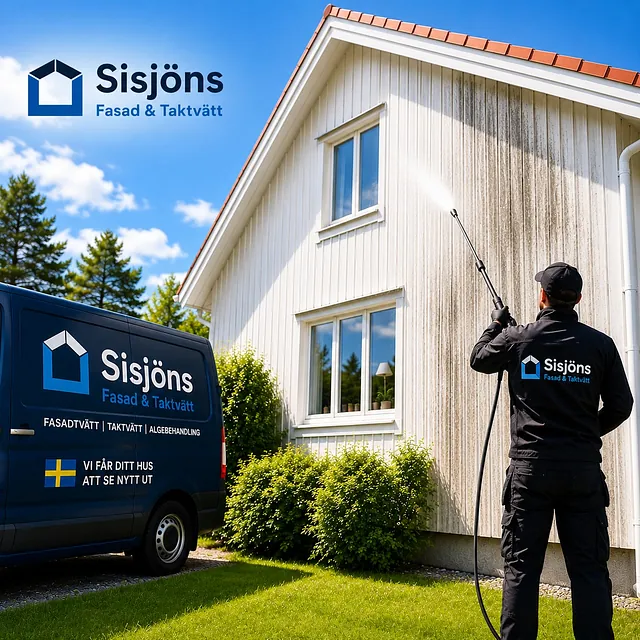 Hus förberds för altan och fasadtvätt